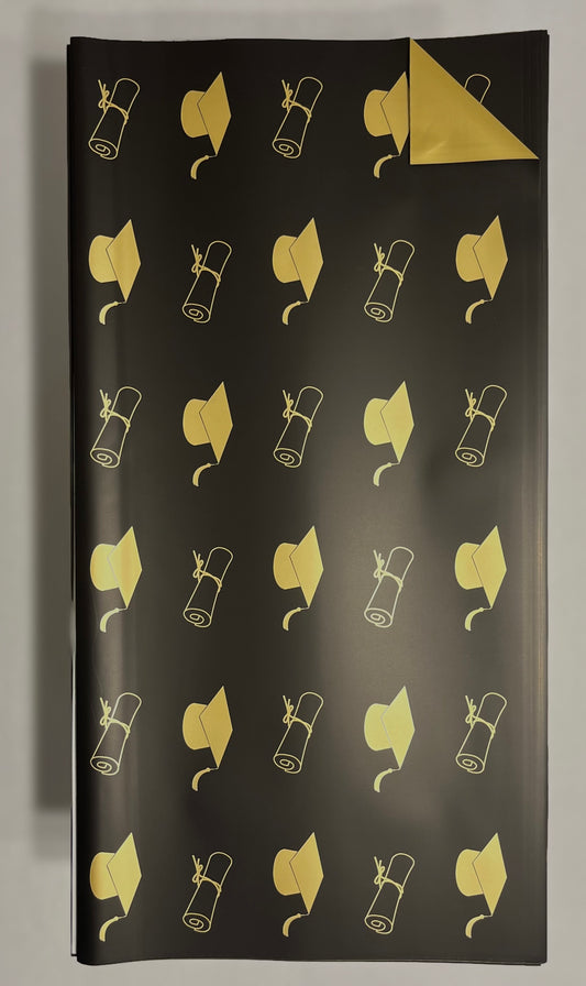 Floral Wrapping Paper Black Graduation