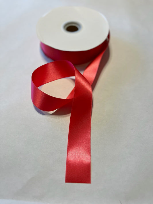 Double Sided Bright Red Ribbon 100 Yds.